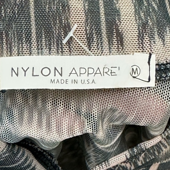 Nylon Apparel Southwest Aztec Print Mesh Sheer Bodysuit Mock Neck Medium - Picture 6 of 12